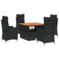 Preview: 5-tlg. Garten-Essgruppe mit Kissen Schwarz Poly Rattan