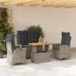 Preview: ARDEBO.de - 4-tlg. Garten-Essgruppe mit Kissen Grau Poly Rattan