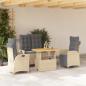 Preview: ARDEBO.de - 4-tlg. Garten-Essgruppe mit Kissen Beige Poly Rattan