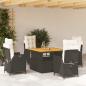 Preview: ARDEBO.de - 5-tlg. Garten-Essgruppe mit Kissen Schwarz Poly Rattan