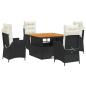Preview: 5-tlg. Garten-Essgruppe mit Kissen Schwarz Poly Rattan