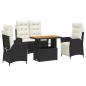 Preview: 4-tlg. Garten-Essgruppe mit Kissen Schwarz Poly Rattan