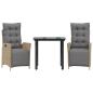 Preview: 3-tlg. Garten-Essgruppe mit Kissen Beigemischung Poly Rattan