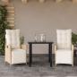 Preview: ARDEBO.de - 3-tlg. Garten-Essgruppe mit Kissen Beige Poly Rattan