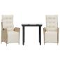 Preview: 3-tlg. Garten-Essgruppe mit Kissen Beige Poly Rattan