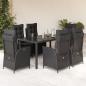 Preview: ARDEBO.de - 7-tlg. Garten-Essgruppe mit Kissen Schwarz Poly Rattan