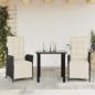 Preview: ARDEBO.de - 3-tlg. Garten-Essgruppe mit Kissen Schwarz Poly Rattan