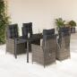 Preview: ARDEBO.de - 5-tlg. Garten-Essgruppe mit Kissen Grau Poly Rattan