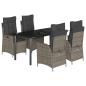 Preview: 5-tlg. Garten-Essgruppe mit Kissen Grau Poly Rattan