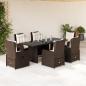 Preview: ARDEBO.de - 7-tlg. Garten-Essgruppe mit Kissen Braun Poly Rattan
