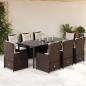 Preview: ARDEBO.de - 9-tlg. Garten-Essgruppe mit Kissen Braun Poly Rattan