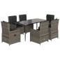Preview: 7-tlg. Garten-Essgruppe mit Kissen Grau Poly Rattan
