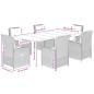 Preview: 7-tlg. Garten-Essgruppe mit Kissen Grau Poly Rattan