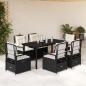 Preview: ARDEBO.de - 7-tlg. Garten-Essgruppe mit Kissen Schwarz Poly Rattan