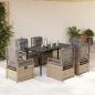 Preview: ARDEBO.de - 7-tlg. Garten-Essgruppe mit Kissen Beige Poly Rattan