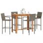 Preview: ARDEBO.de - 5-tlg. Gartenbar-Set Grau Massivholz Akazie und Poly Rattan
