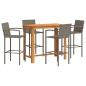 Preview: 5-tlg. Gartenbar-Set Grau Massivholz Akazie und Poly Rattan