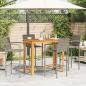 Preview: 5-tlg. Gartenbar-Set Grau Massivholz Akazie und Poly Rattan