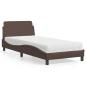 Preview: ARDEBO.de - Bett mit Matratze Braun 80x200 cm Kunstleder