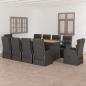 Preview: 11-tlg. Garten-Essgruppe mit Kissen Poly Rattan Schwarz