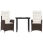 Preview: 3-tlg. Garten-Essgruppe mit Kissen Braun Poly Rattan