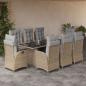 Preview: ARDEBO.de - 9-tlg. Garten-Essgruppe mit Kissen Beigemischung Poly Rattan