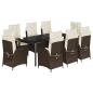 Preview: 9-tlg. Garten-Essgruppe mit Kissen Braun Poly Rattan