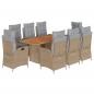Preview: 9-tlg. Garten-Essgruppe mit Kissen Beigemischung Poly Rattan