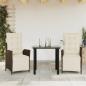 Preview: ARDEBO.de - 3-tlg. Garten-Essgruppe mit Kissen Braun Poly Rattan
