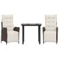Preview: 3-tlg. Garten-Essgruppe mit Kissen Braun Poly Rattan