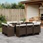 Preview: ARDEBO.de - 11-tlg. Garten-Essgruppe mit Kissen Braun Poly Rattan