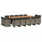 Preview: 15-tlg. Garten-Essgruppe mit Kissen Grau Poly Rattan