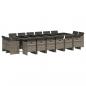 Preview: 17-tlg. Garten-Essgruppe mit Kissen Grau Poly Rattan