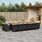 Preview: ARDEBO.de - 17-tlg. Garten-Essgruppe mit Kissen Schwarz Poly Rattan