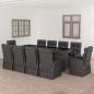 Preview: 11-tlg. Garten-Essgruppe mit Kissen Poly Rattan Schwarz