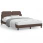 Preview: ARDEBO.de - Bettgestell mit LED Braun 140x190 cm Kunstleder