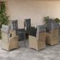 Preview: ARDEBO.de - 7-tlg. Garten-Essgruppe mit Kissen Beigemischung Poly Rattan