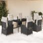 Preview: ARDEBO.de - 7-tlg. Garten-Essgruppe mit Kissen Schwarz Poly Rattan