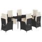 Preview: 7-tlg. Garten-Essgruppe mit Kissen Schwarz Poly Rattan