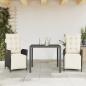 Preview: ARDEBO.de - 3-tlg. Garten-Essgruppe mit Kissen Schwarz Poly Rattan
