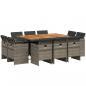 Preview: 11-tlg. Garten-Essgruppe mit Kissen Grau Poly Rattan