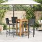 Preview: 5-tlg. Gartenbar-Set Schwarz Massivholz Akazie und Poly Rattan
