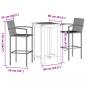 Preview: 3-tlg. Gartenbar-Set Grau Massivholz Akazie und Poly Rattan