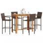 Preview: ARDEBO.de - 5-tlg. Gartenbar-Set Braun Massivholz Akazie und Poly Rattan