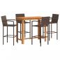 Preview: 5-tlg. Gartenbar-Set Braun Massivholz Akazie und Poly Rattan