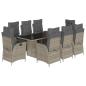 Preview: 9-tlg. Garten-Essgruppe mit Kissen Grau Poly Rattan