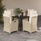 Preview: ARDEBO.de - 5-tlg. Garten-Essgruppe mit Kissen Beige Poly Rattan