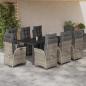 Preview: ARDEBO.de - 9-tlg. Garten-Essgruppe mit Kissen Hellgrau Poly Rattan