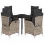 Preview: 5-tlg. Garten-Essgruppe mit Kissen Grau Poly Rattan