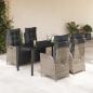 Preview: ARDEBO.de - 5-tlg. Garten-Essgruppe mit Kissen Grau Poly Rattan